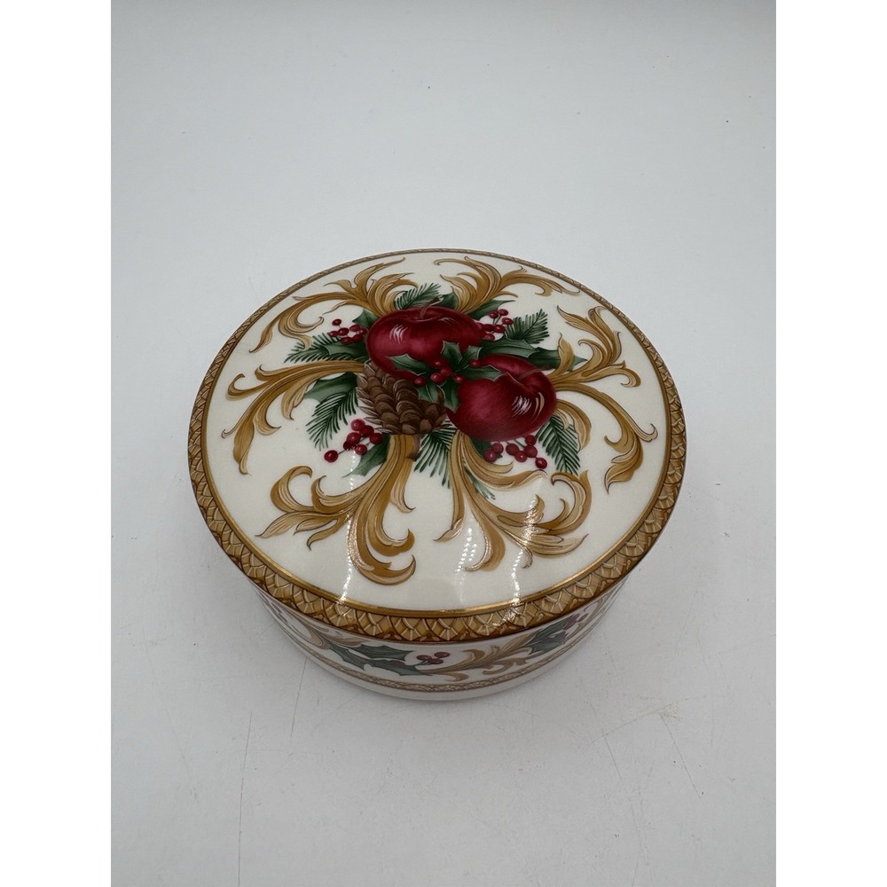 Vintage‎ Mikasa Holiday Fruit Apple Orange Porcelain Round Covered Box UT111/683